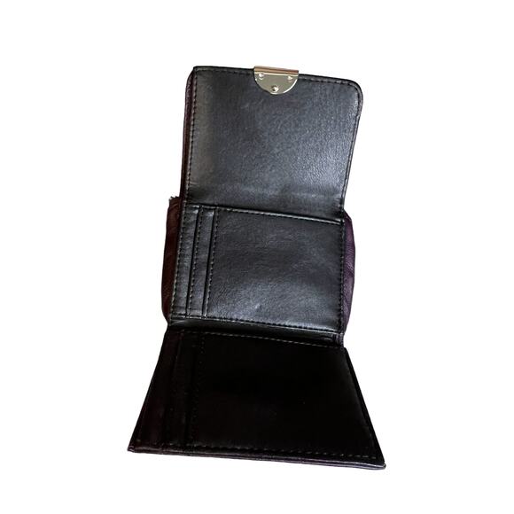 Compact Genuine Leather Card Wallet Plum - Picture 3 of 4